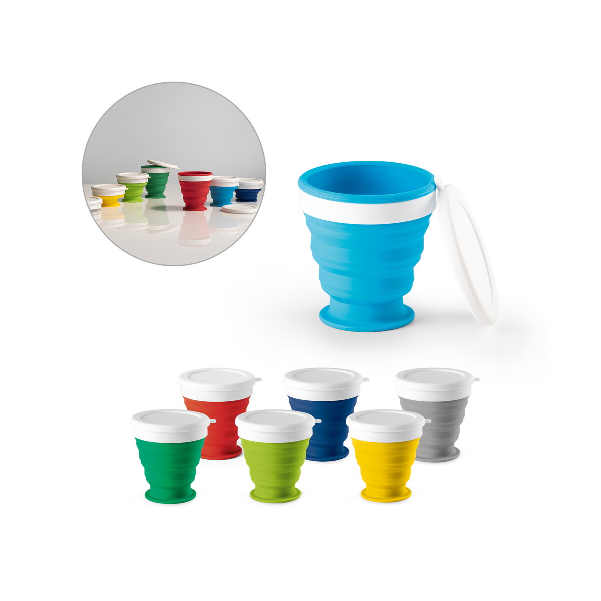 ASTRADA. Składany kubek podróżny 250 ml z silikonu i PP 94762_set