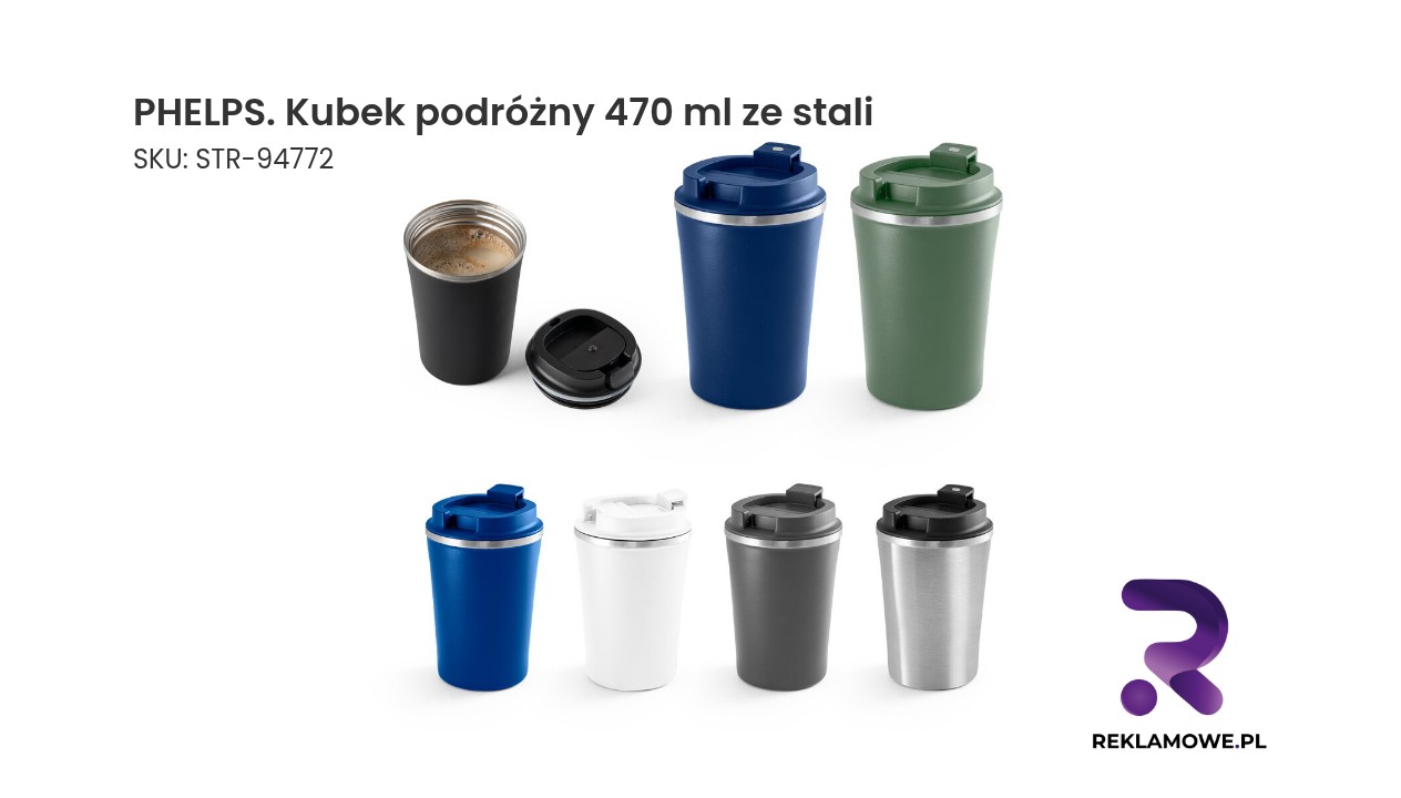 PHELPS kubek podróżny 470 ml ze stali nierdzewnej